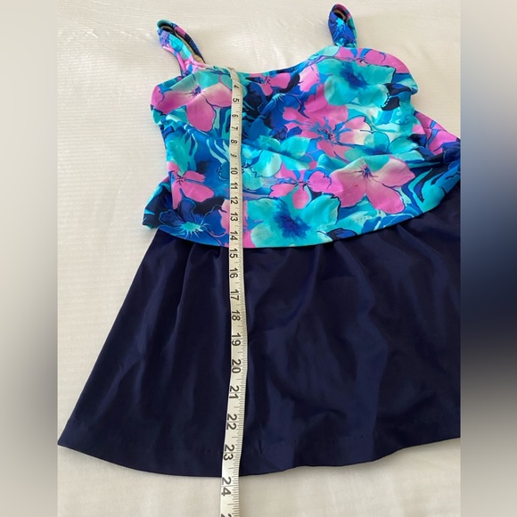 Maxine of Holliwood Women’s One Piece Skirted Swimsuit Blue/Pink Size 12. - Picture 7 of 16